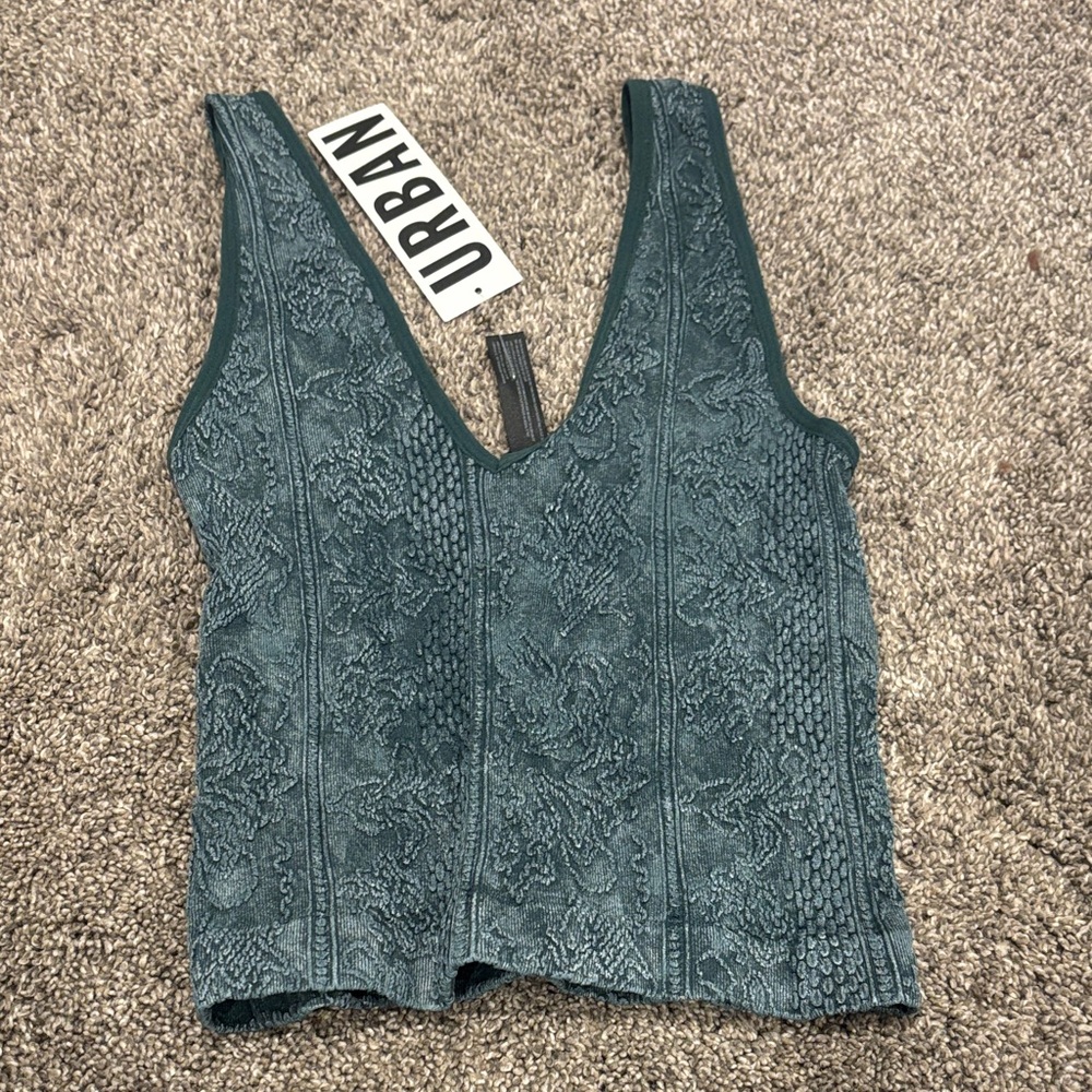 Urban Outfitters Deep Teal Lace Crop Top